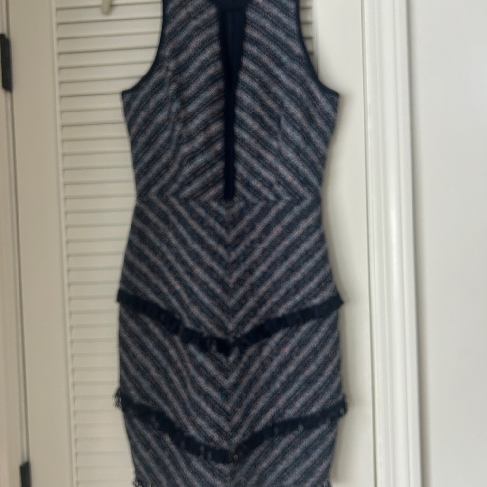 Adelyn Rae Black and Gray Striped Mini Dress